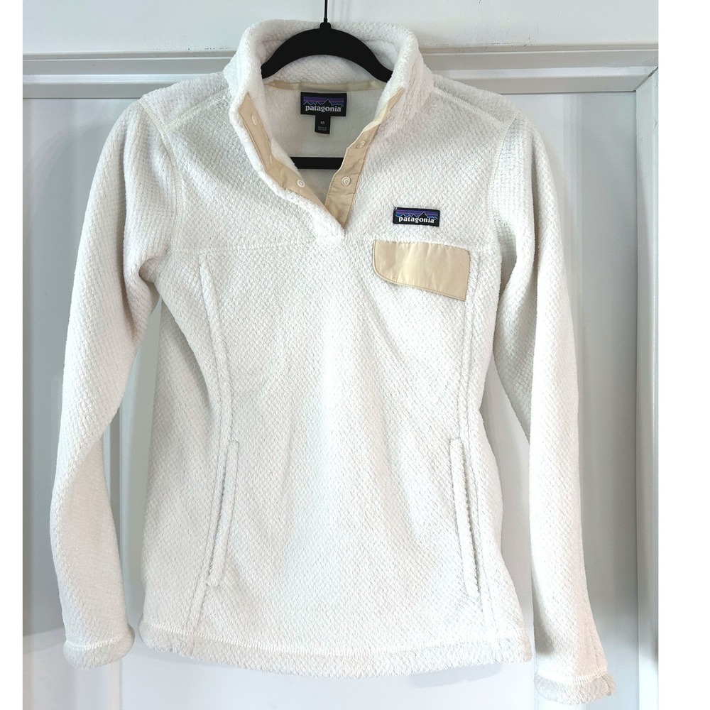 Patagonia Womens Re-Tool Snap-T Fleece Pullover Cream White XS Polartech